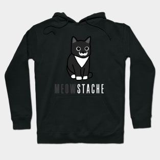 MeowStache - Black And White Cat With Moustache Hoodie